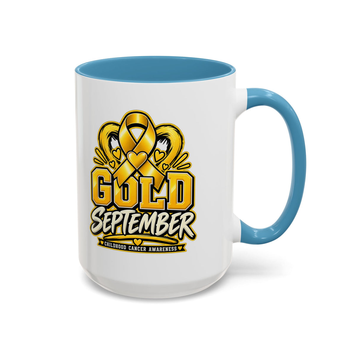 Gold September Coffee Mug — Childhood Cancer Awareness Accent Mug (11/15oz)