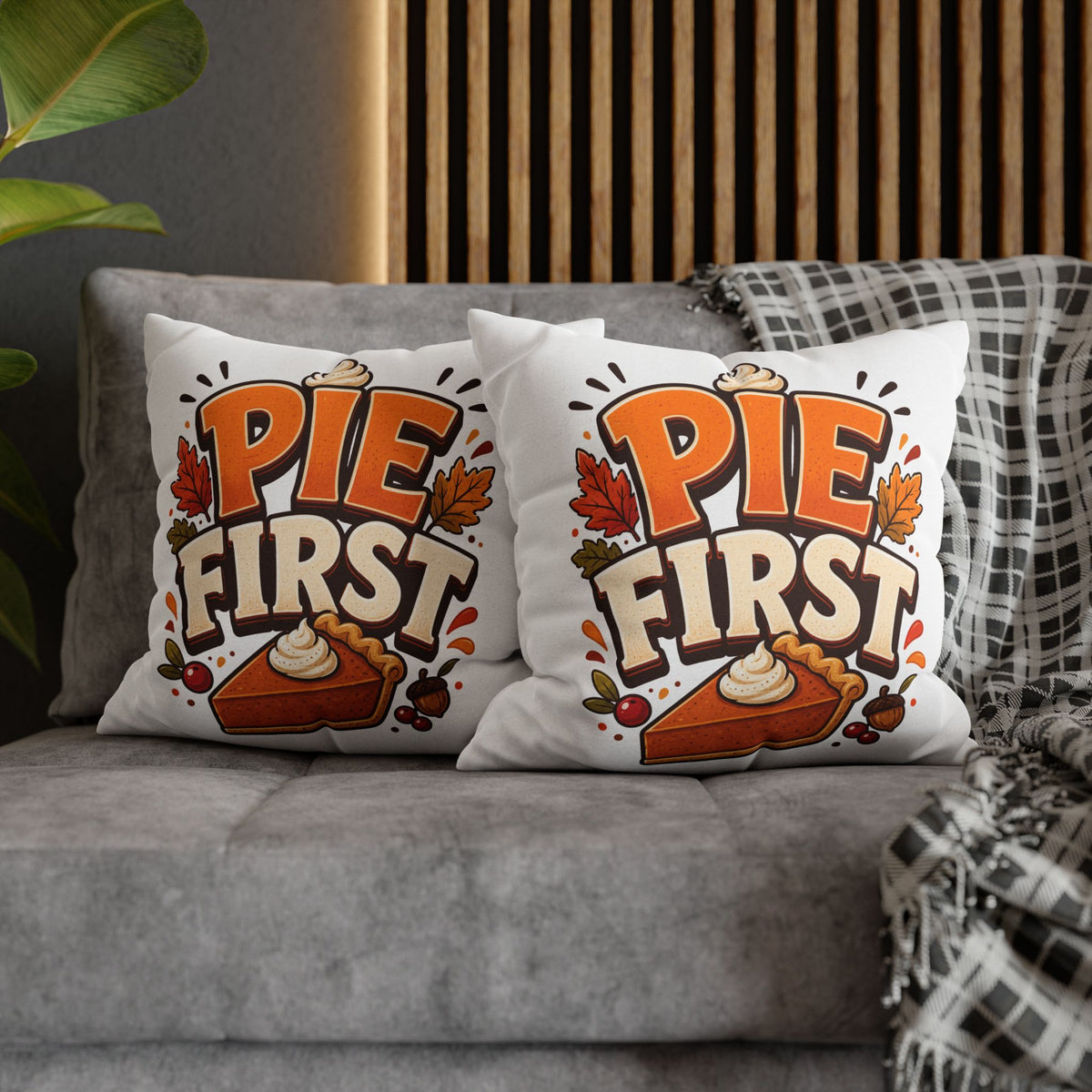 Thanksgiving Pie First Decorative Pillowcase — Thanksgiving Autumn Pie Throw Pillow Cover