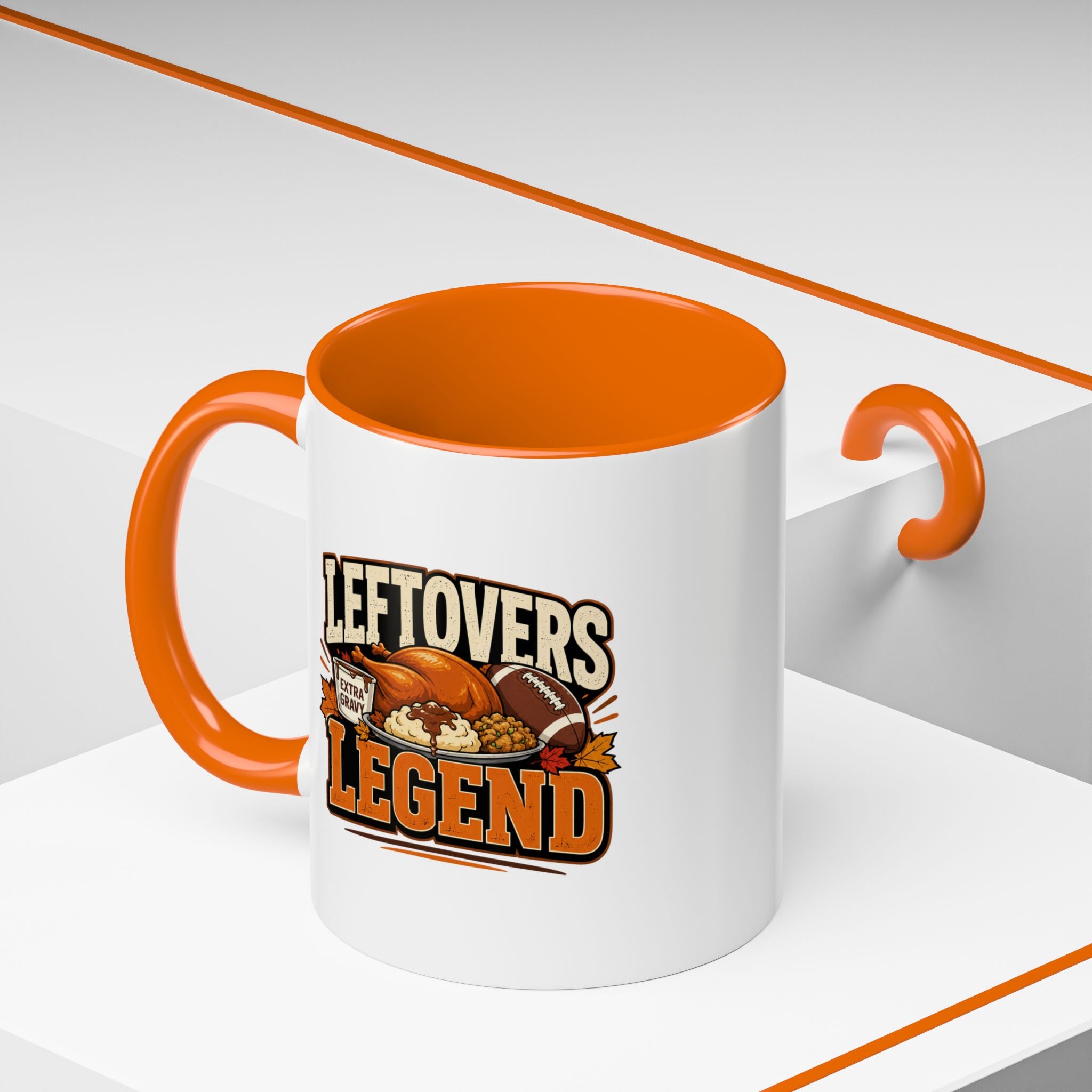 Thanksgiving  Mug Leftovers Legend Coffee Mug – Funny Thanksgiving Turkey & Football  Accent Mug