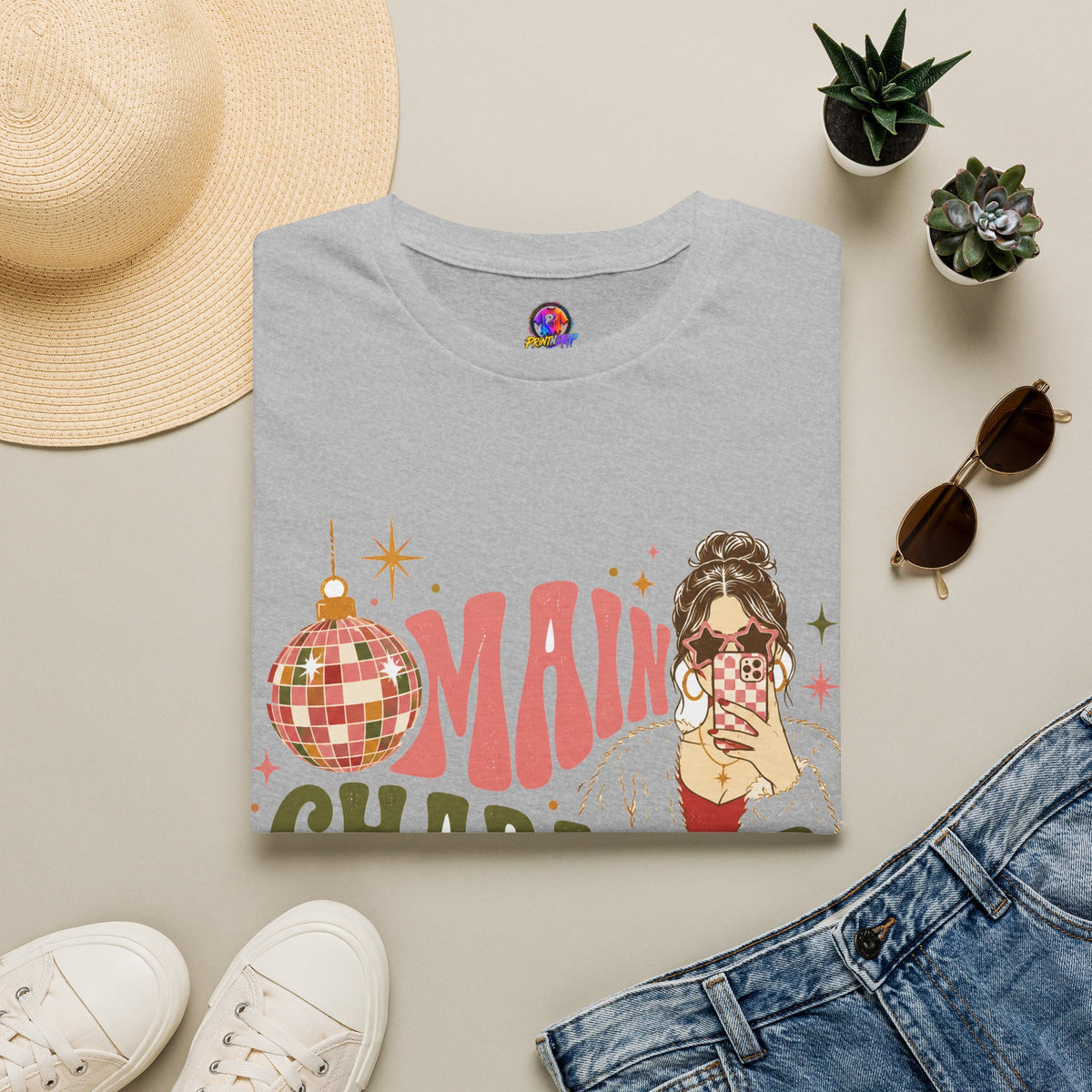 Christmas T-Shirt — "Main Character Christmas" Graphic Tee (Holiday Mom Aesthetic)