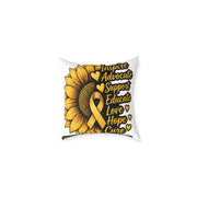 Childhood Cancer Sunflower Awareness Pillow — Inspire Advocate Support Educate Love Hope Cure