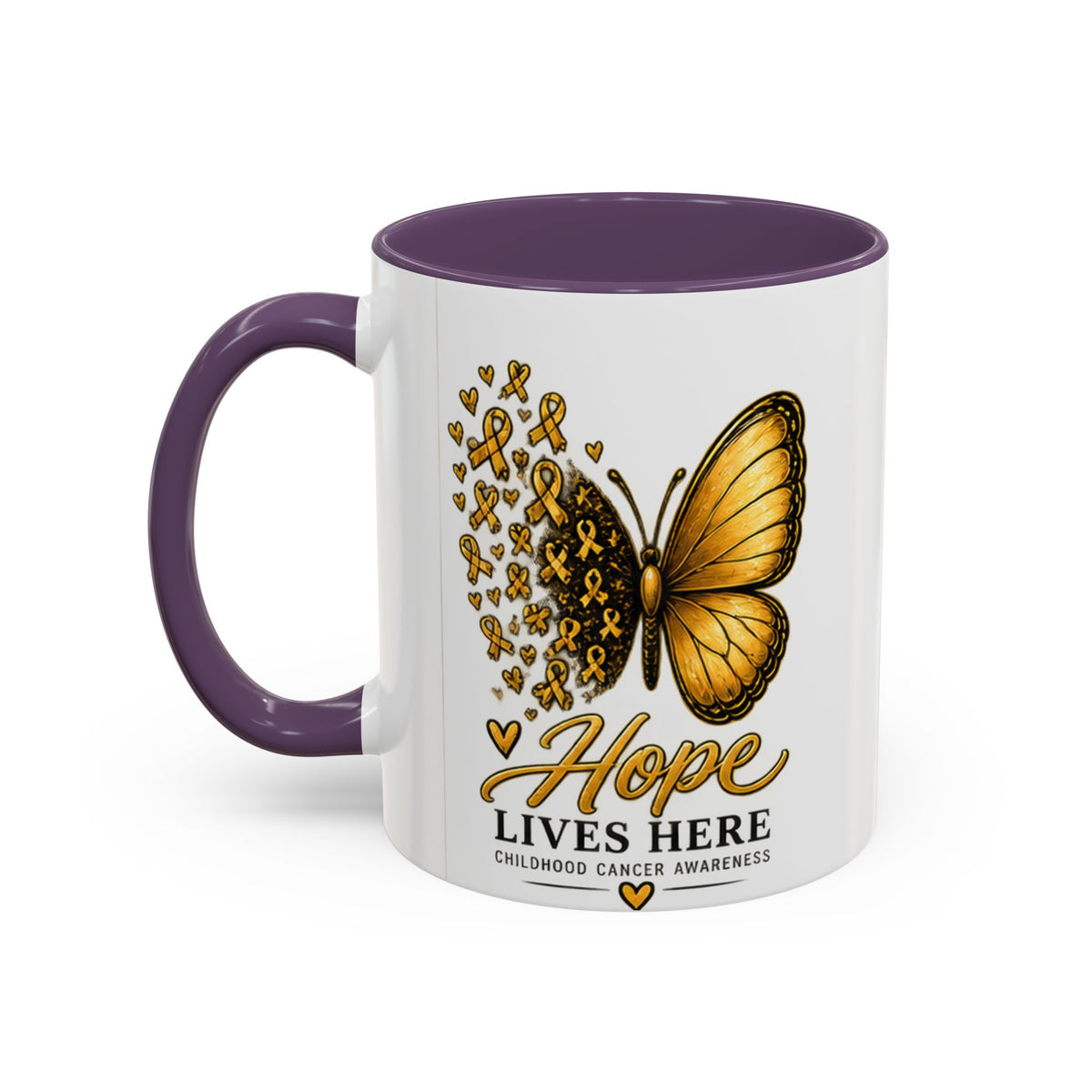 Hope Lives Here Childhood Cancer Awareness Accent Coffee Mug
