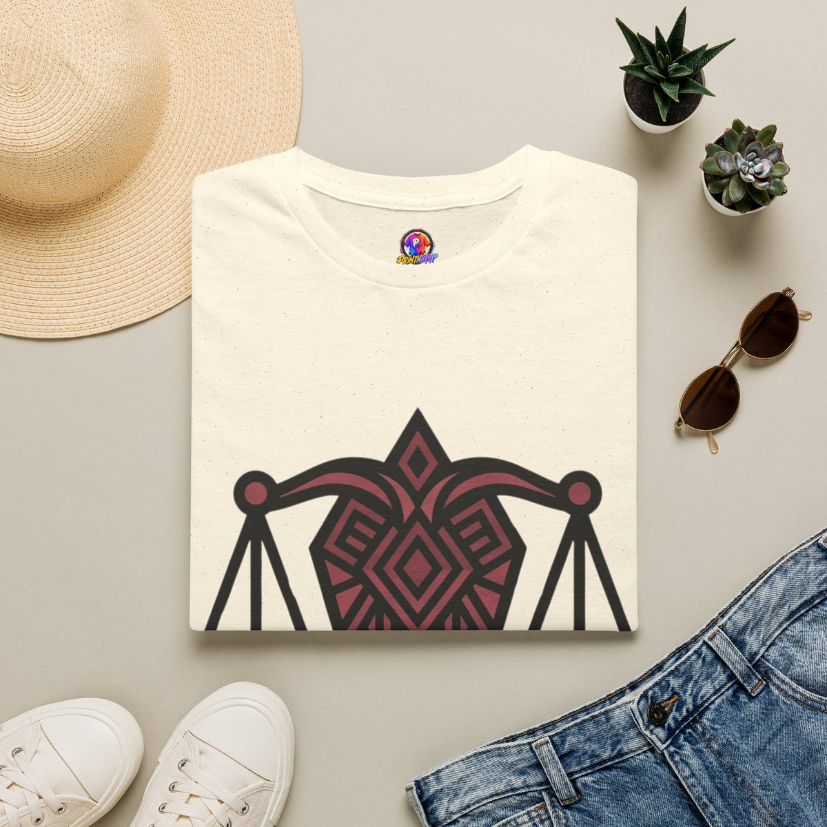 Libra Scales Graphic T‑Shirt — Tribal Zodiac Balance Design