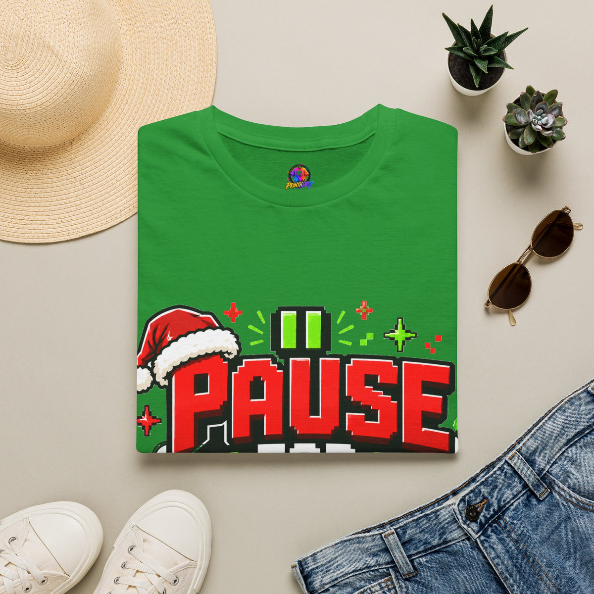 T-Shirt — "Pause for Presents" Christmas Gamer Tee