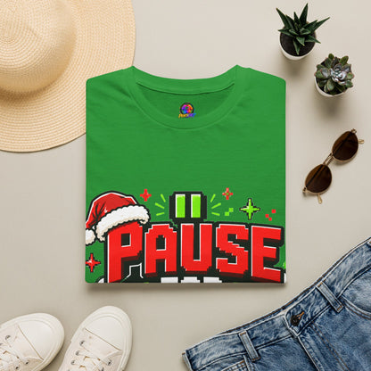 T-Shirt — "Pause for Presents" Christmas Gamer Tee