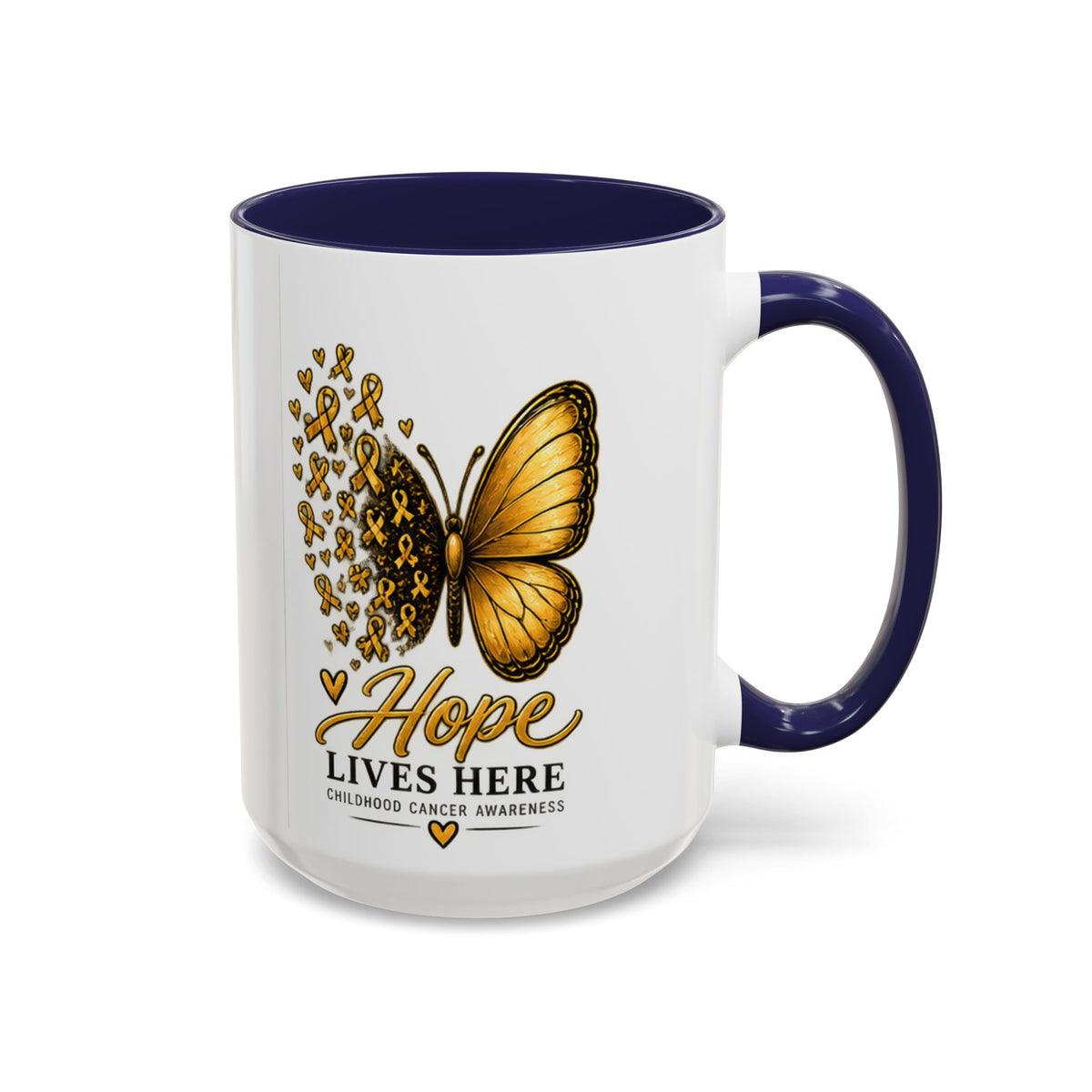 Hope Lives Here Childhood Cancer Awareness Accent Coffee Mug
