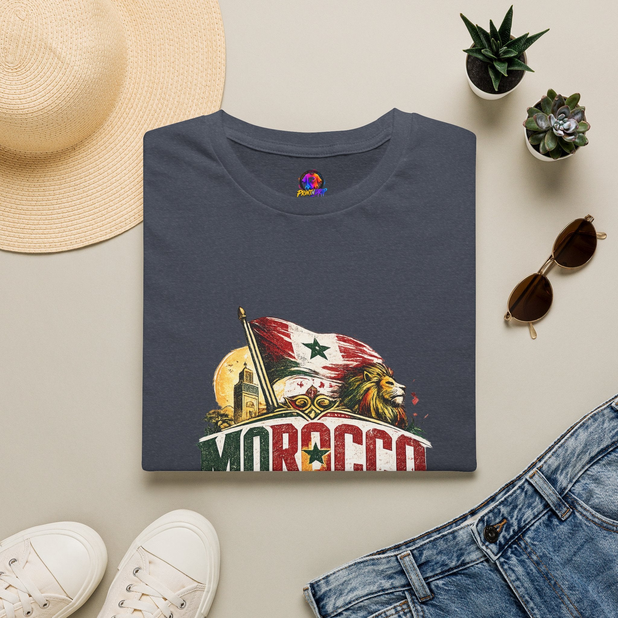 Morocco Soccer T-Shirt — Vintage Flag & Lion Football Tee