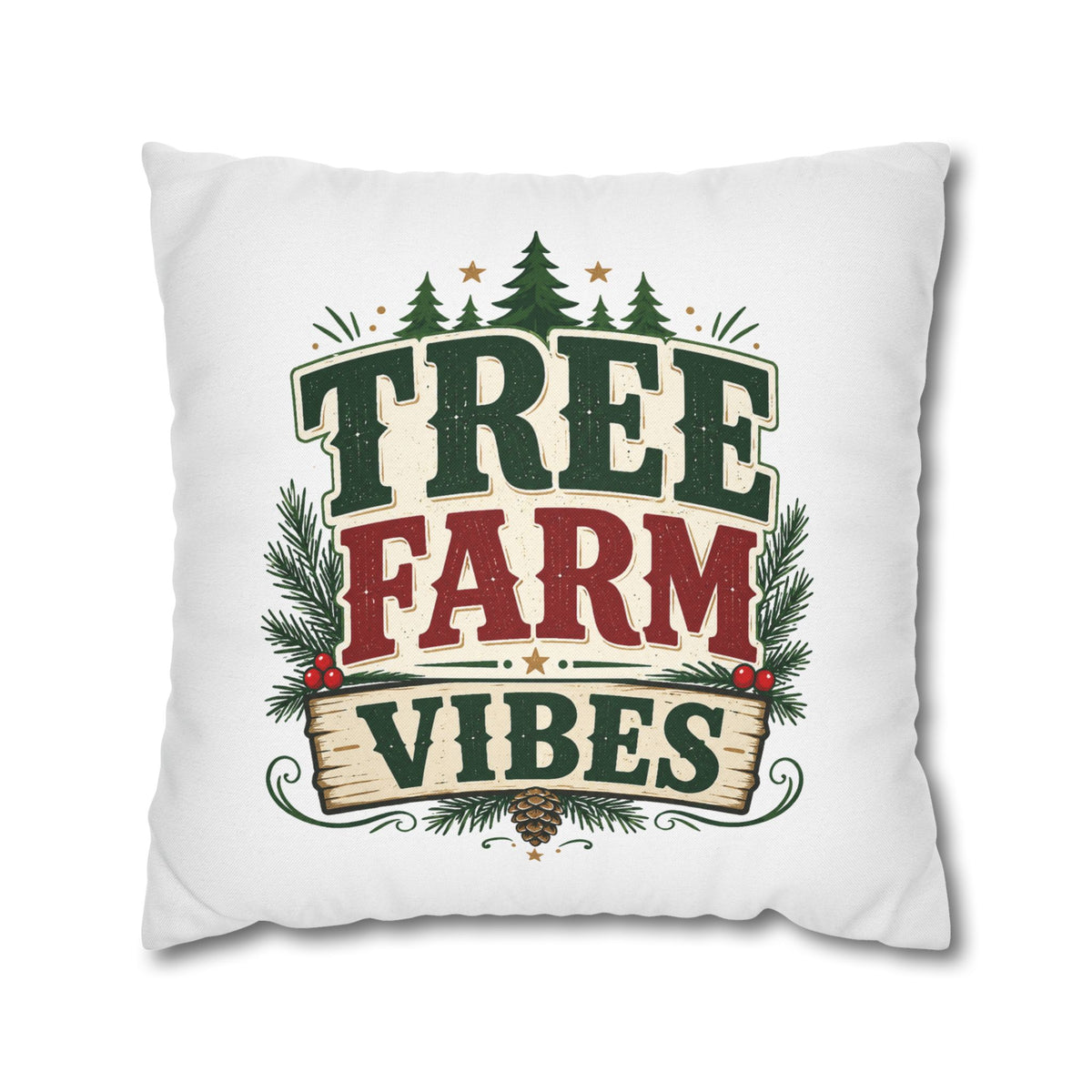 Christmas Pillowcase Tree Farm Vibes Holiday Pillow