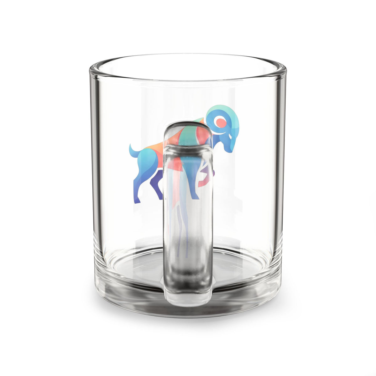 Aries Zodiac Aries Glass Mug — Colorful Geometric Ram 10oz