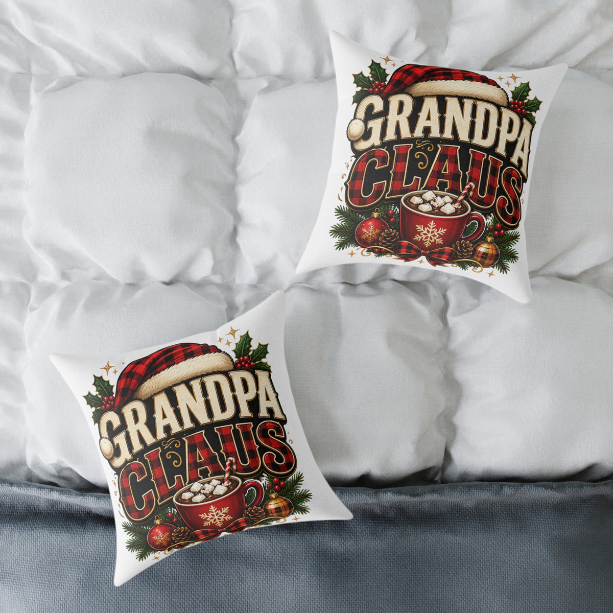 Grandpa Claus Christmas Throw Pillow — Festive Holiday Decorative Cushion