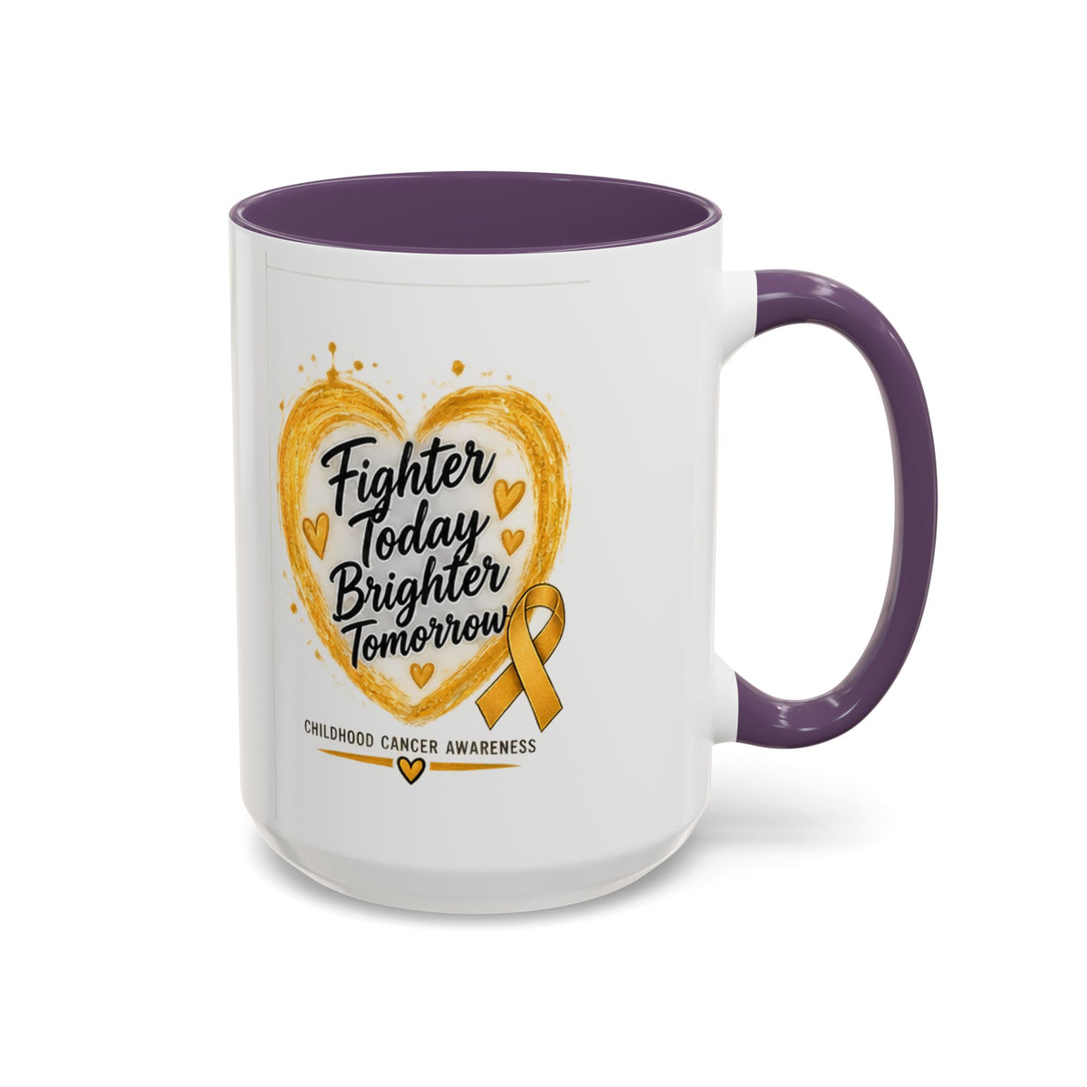 Childhood Cancer Awareness Coffee Mug – "Fighter Today Brighter Tomorrow" (Accent 11/15oz)