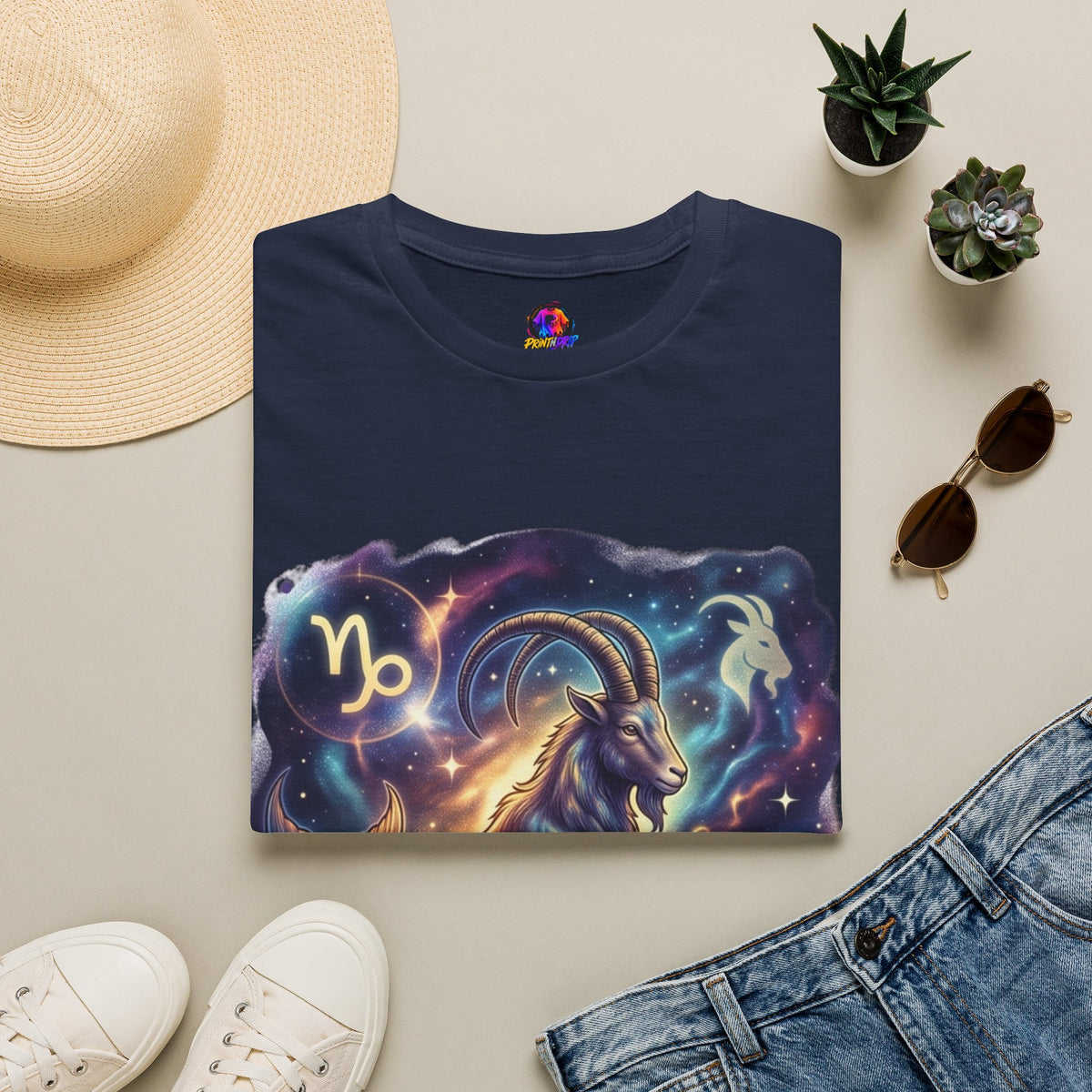 Capricorn Zodiac T-Shirt — Celestial Goat Astrology Tee