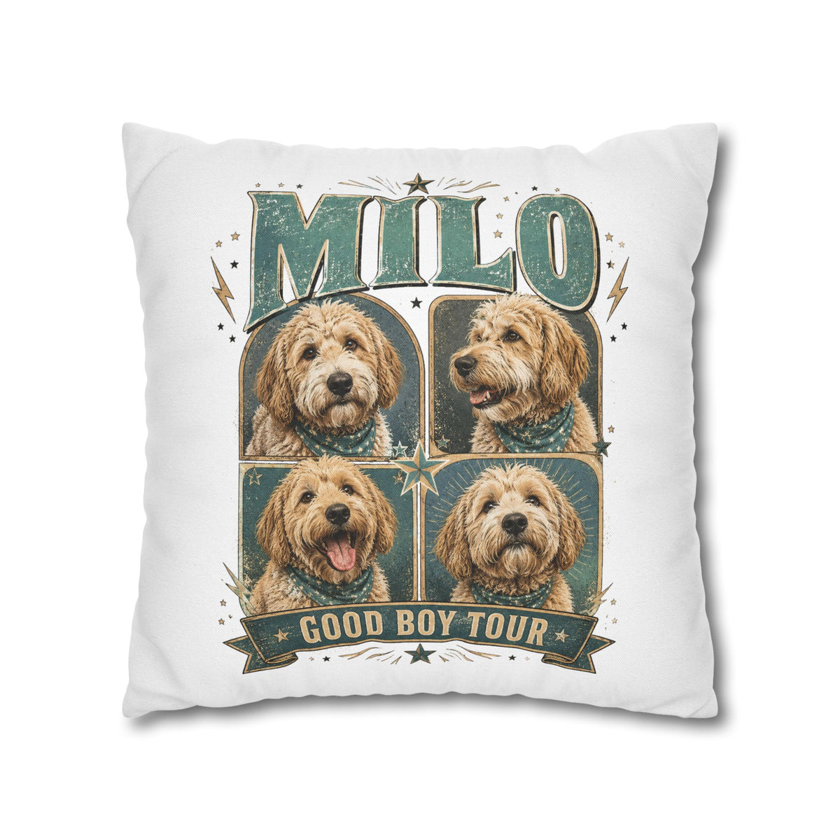 Milo "Good Boy Tour" Dog Photo Pillowcase Milo Bailey Dog Dad Mom