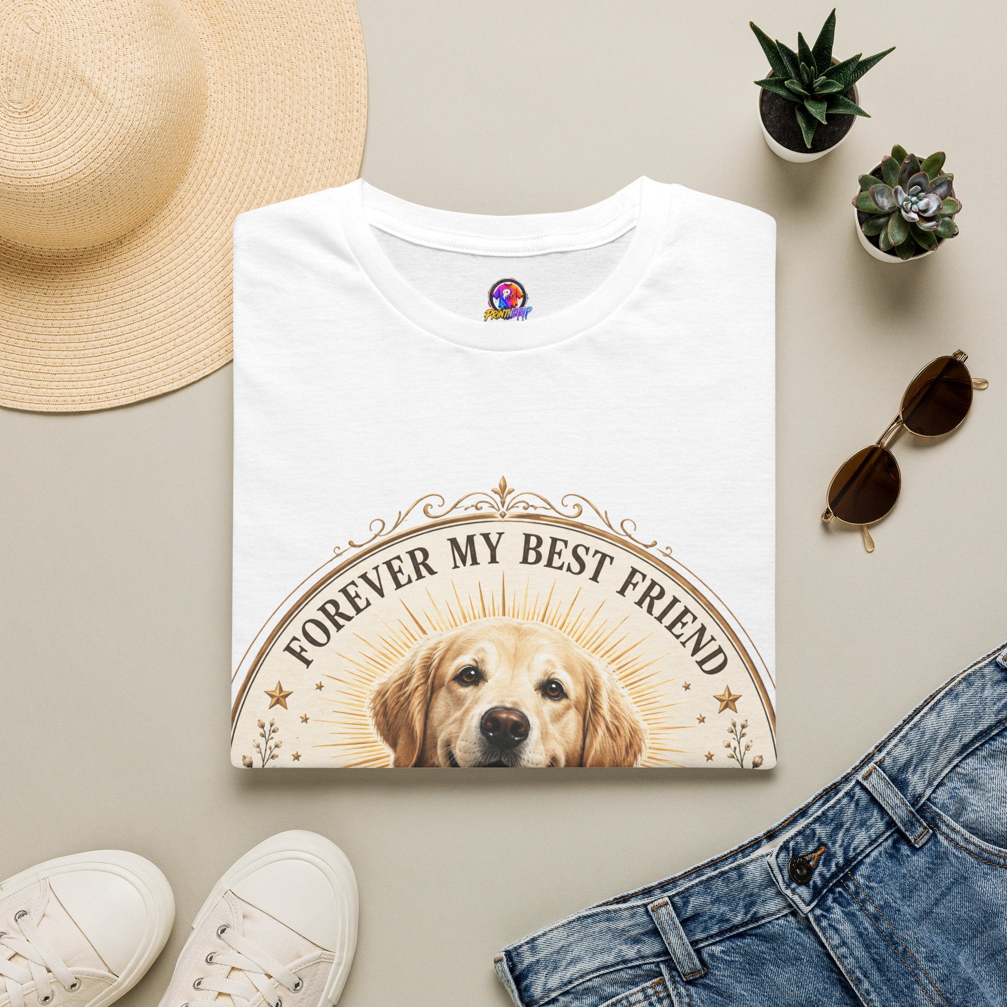 Dog Lover T-Shirt — “Forever My Best Friend” Personalized Golden Retriever Tee
