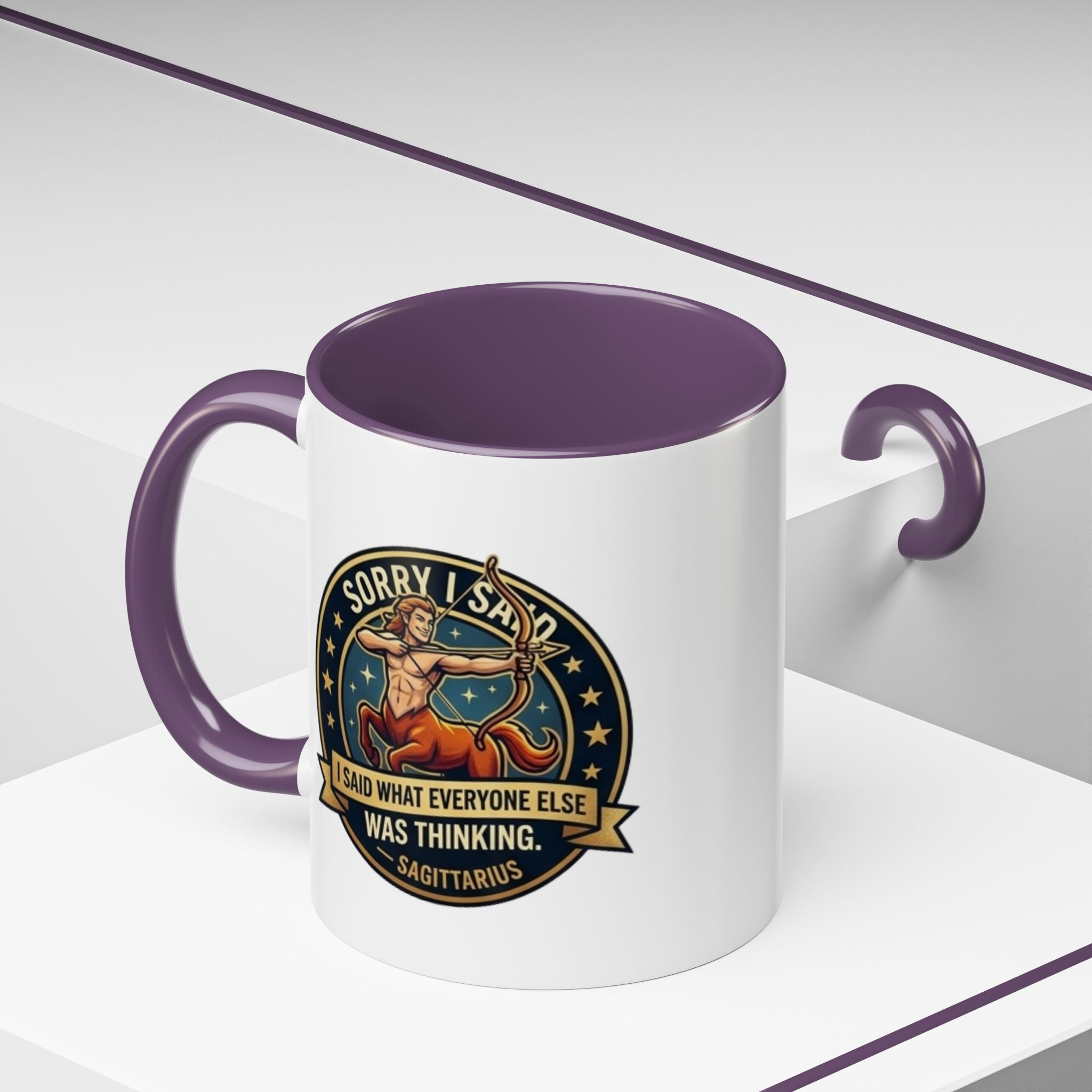 Sagittarius Coffee Mug — "Sorry I Said What Everyone Else Was Thinking" Zodiac Archer Accent Mug
