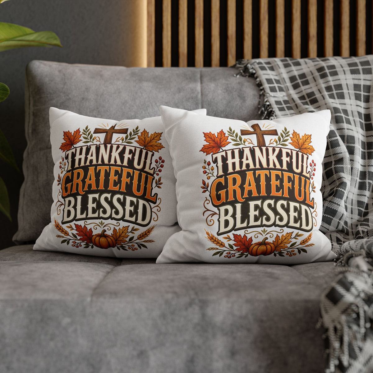 Thanksgiving Thankful Grateful Blessed Fall Pillowcase
