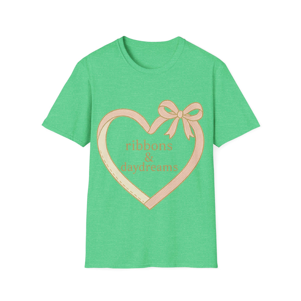 "Chain of Hearts" Gold Charm Ribbon Tee - Cute Coquette Heart Line Aesthetic White T-Shirt - Trending Now - September 2026