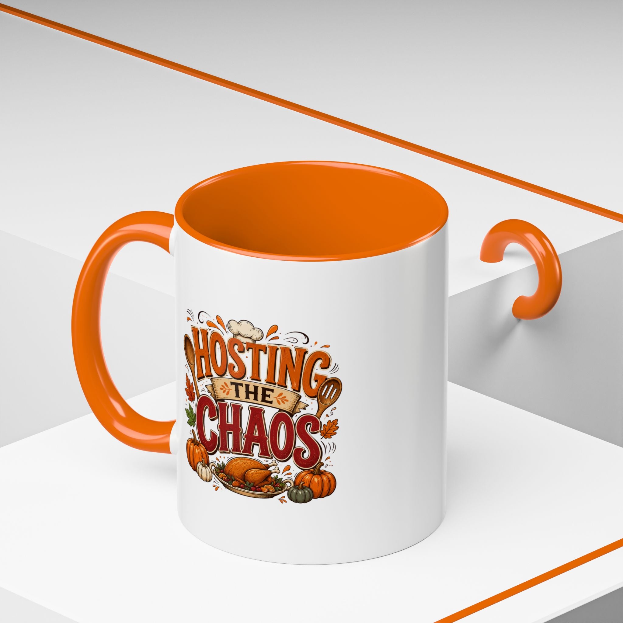 Thanksgiving Mug Hosting the Chaos Accent Coffee Mug — Thanksgiving Pumpkin Fall Kitchen Gift