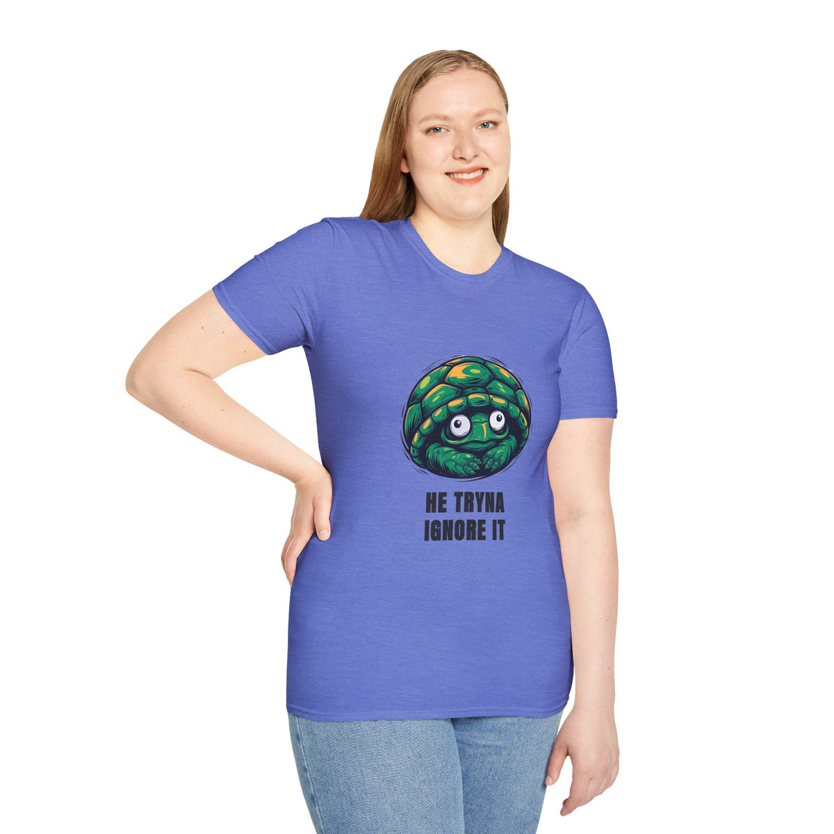 Turtle Peeking T‑Shirt — "He Tryna Ignore It" Cute Cartoon Tee - Trending Now - August 2026