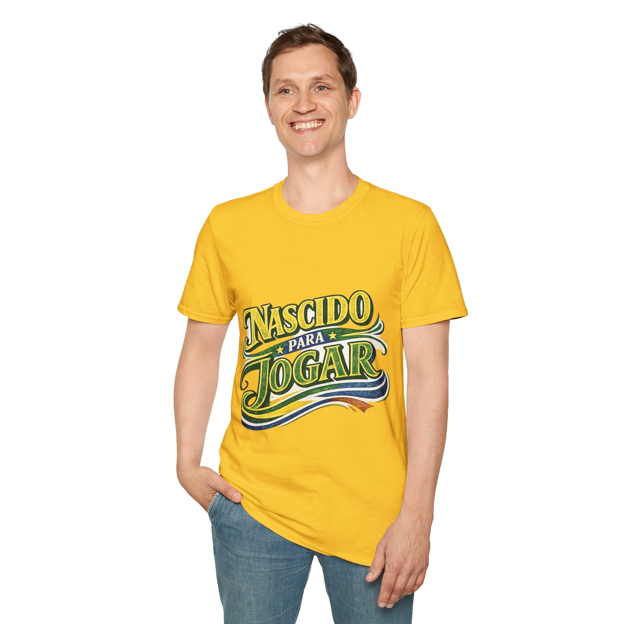 Brazil T‑Shirt — Nascido Para Jogar Vintage Brazilian Soccer Graphic Tee