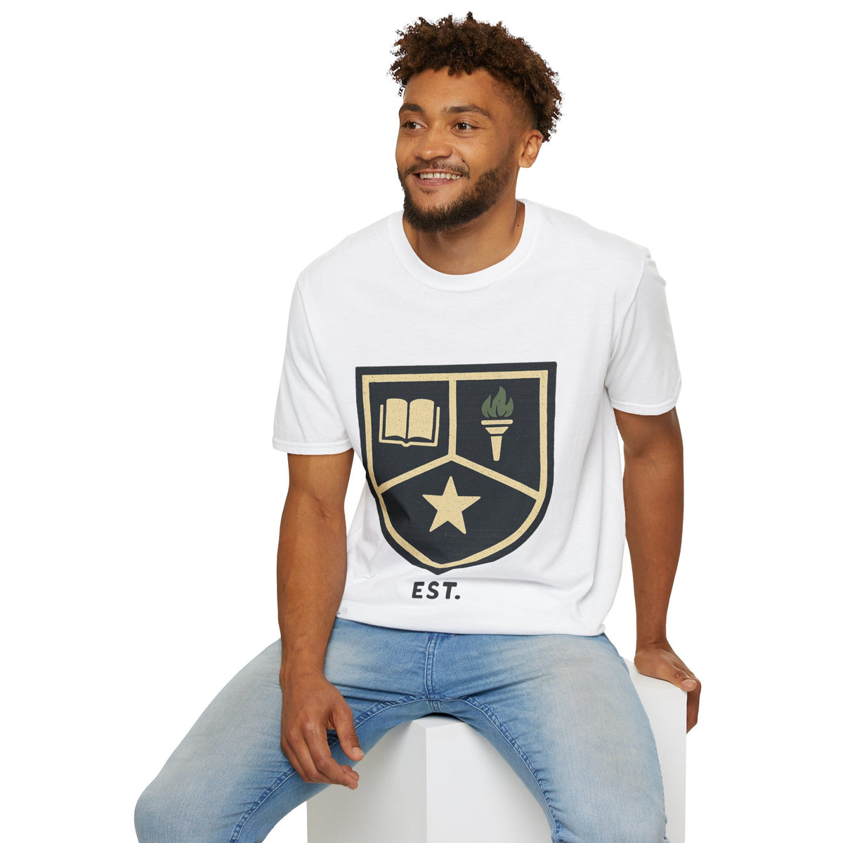 Academy Crest T-Shirt — Book & Torch Vintage Shield Tee - Trending Now - August 2026