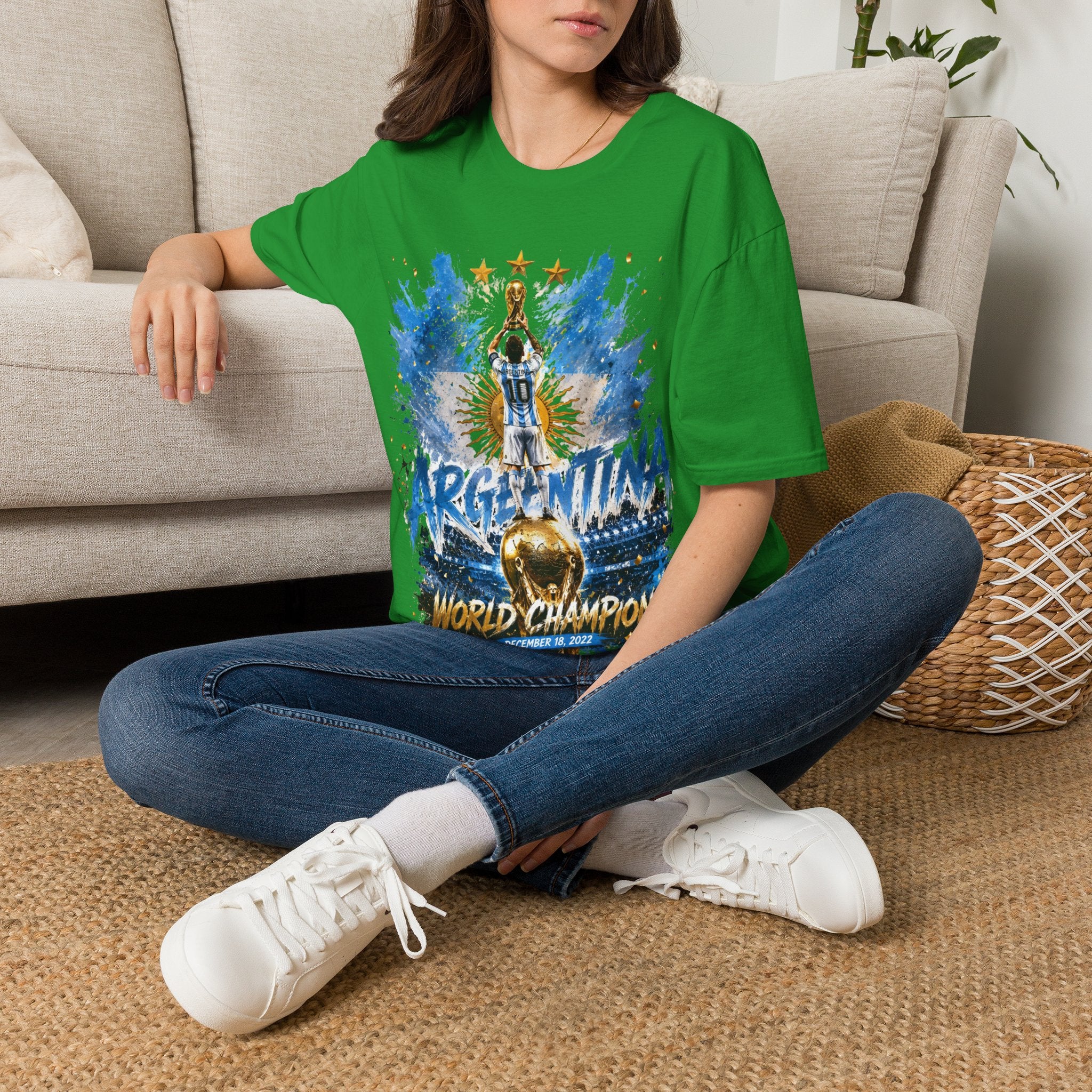 Argentina World Champions T‑Shirt — Soccer World Cup 3 Stars Tribute