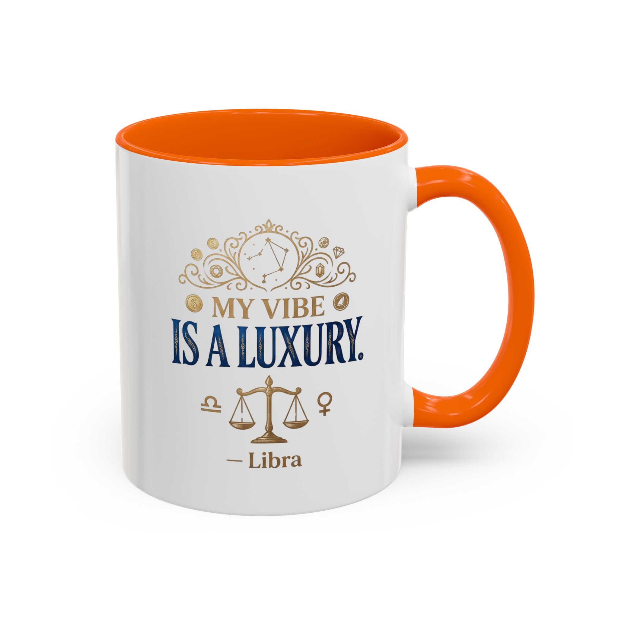 Libra Coffee Mug — "My Vibe Is A Luxury" Zodiac Accent Mug
