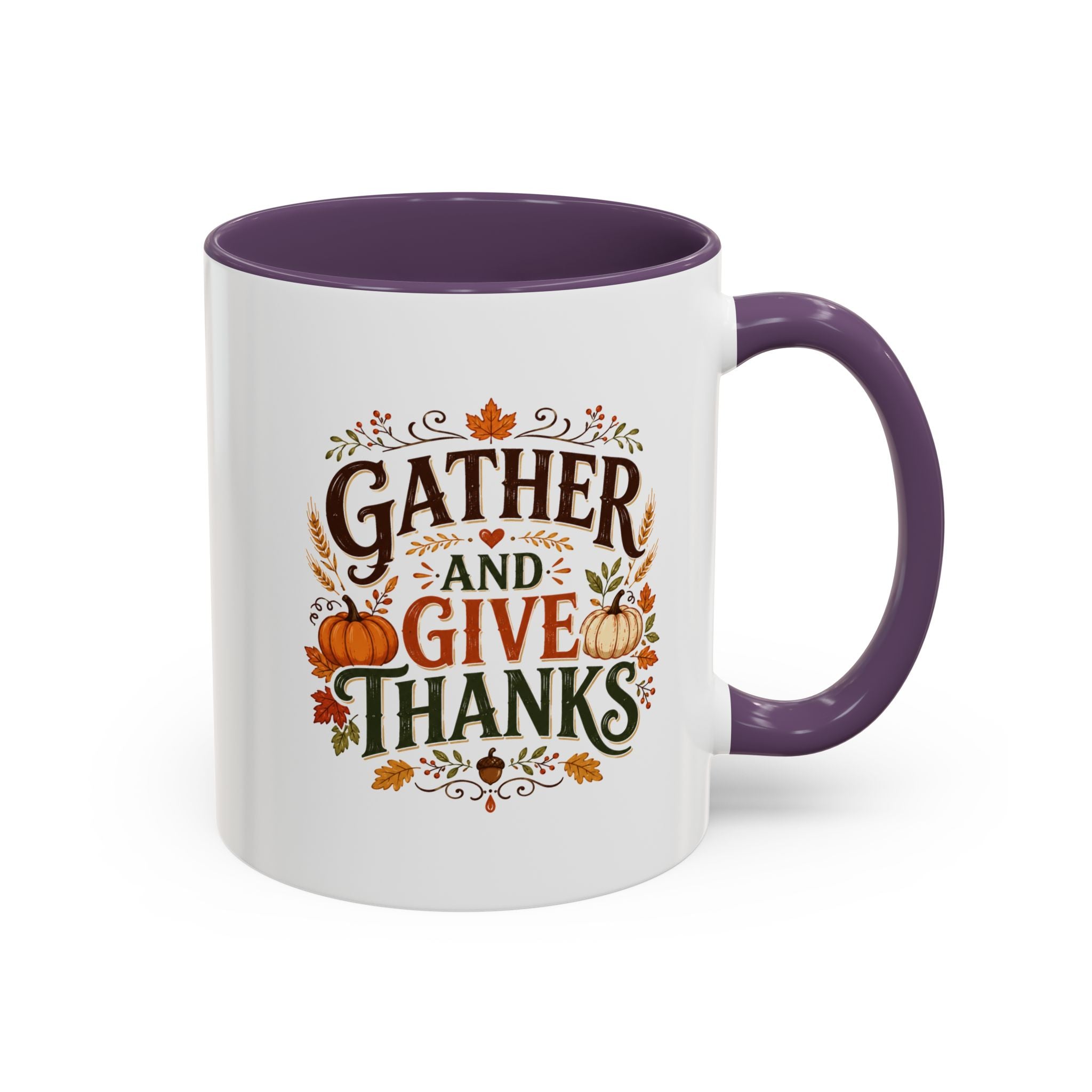 Thanksgiving Mug Gather and Give Thanks Coffee Mug — Thanksgiving Accent Mug