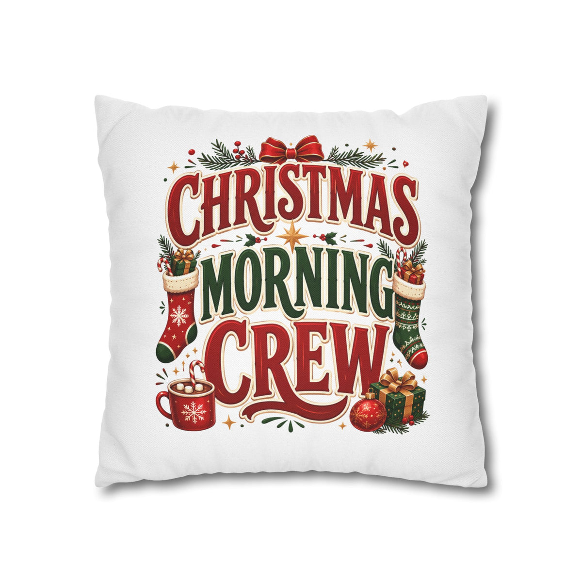 Christmas Spun Square Pillowcase  Morning Crew Pillowcase