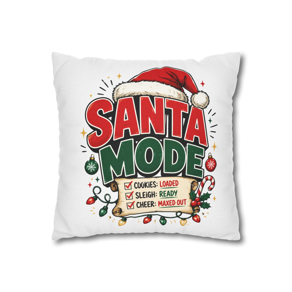 Christmas Santa Mode Holiday Throw Pillow — 'Santa Mode' Festive Decorative Pillowcase