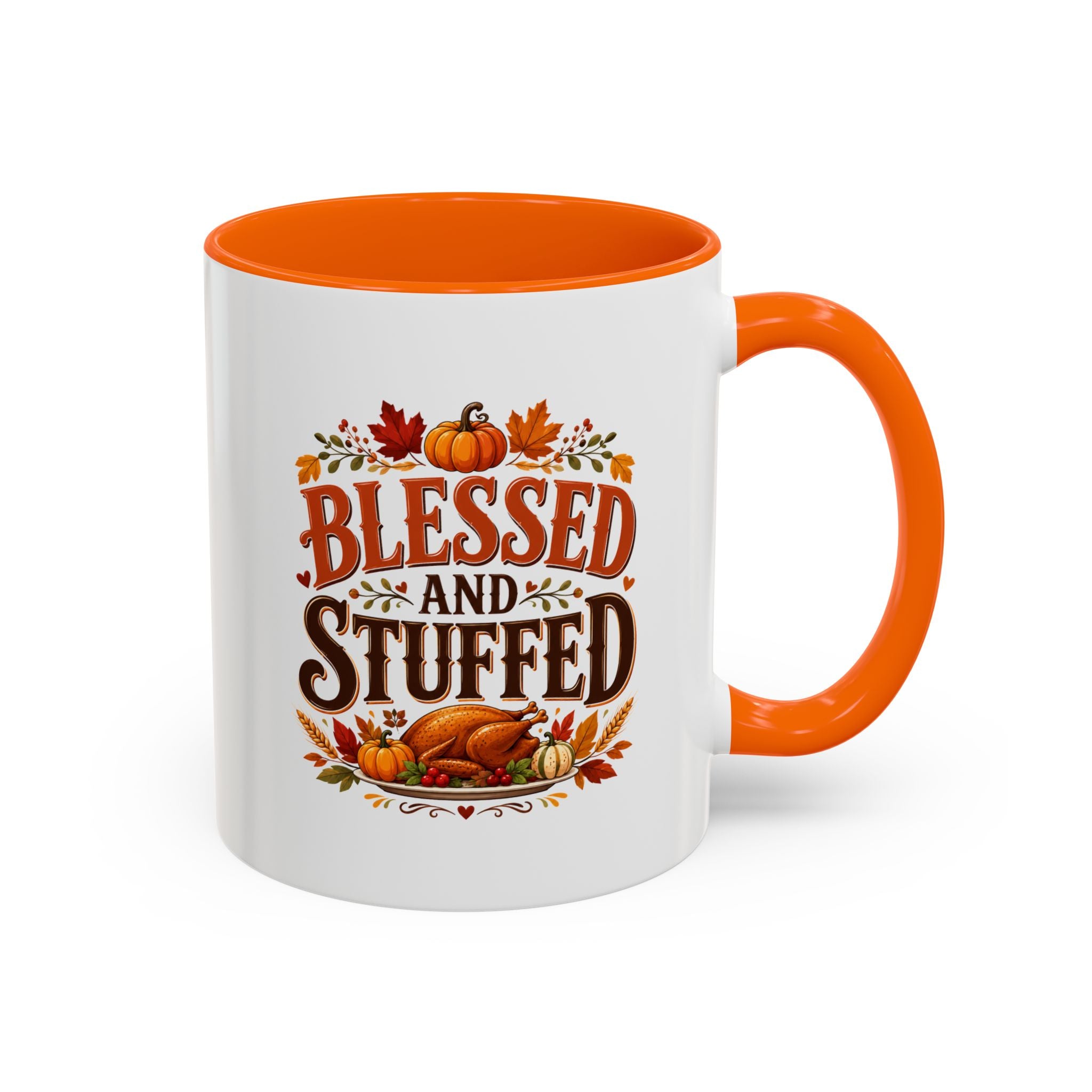 Thanksgiving Mug Blessed and Stuffed Coffee Mug — Thanksgiving Fall Ceramic Accent Mug