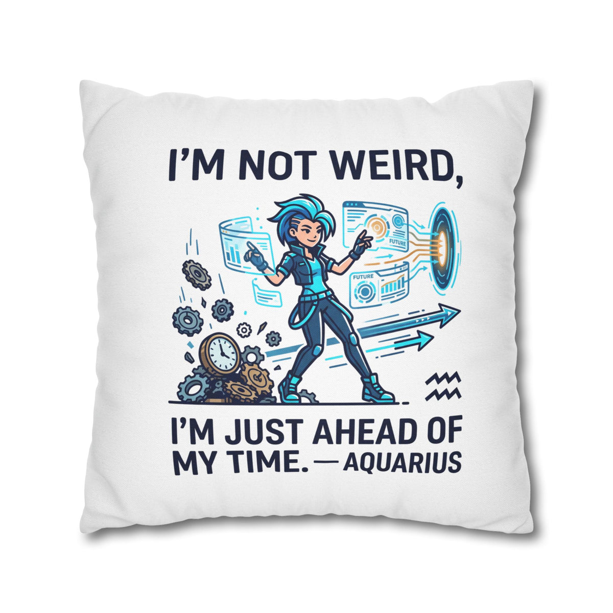 Aquarius Zodiac Spun Polyester Square Pillowcase