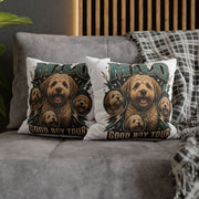 Milo "Good Boy Tour" Decorative Pillowcase — Cute Dog Portrait Square Throw Pillowcase Milo Bailey Dog Dad Mom