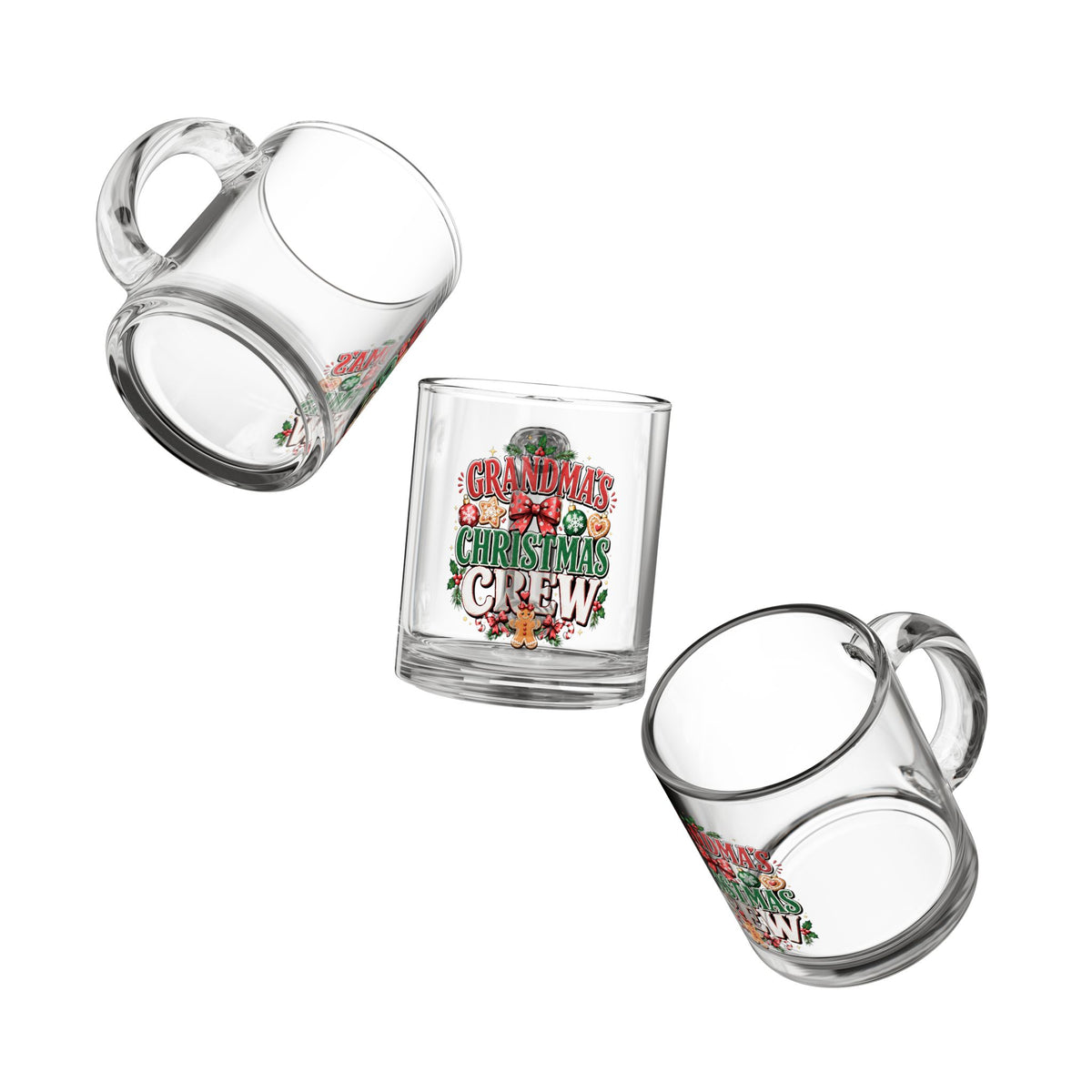 Christmas Glass Mug 10 oz Glass Mug — Grandma’s Christmas Crew 10oz Holiday Coffee Cup