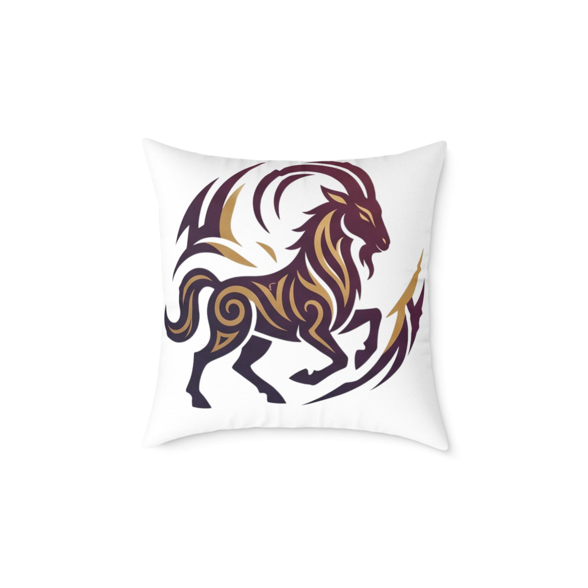 Capricorn Zodiac Tribal Lion Square Throw Pillow — Bold Abstract Mane Accent Cushion