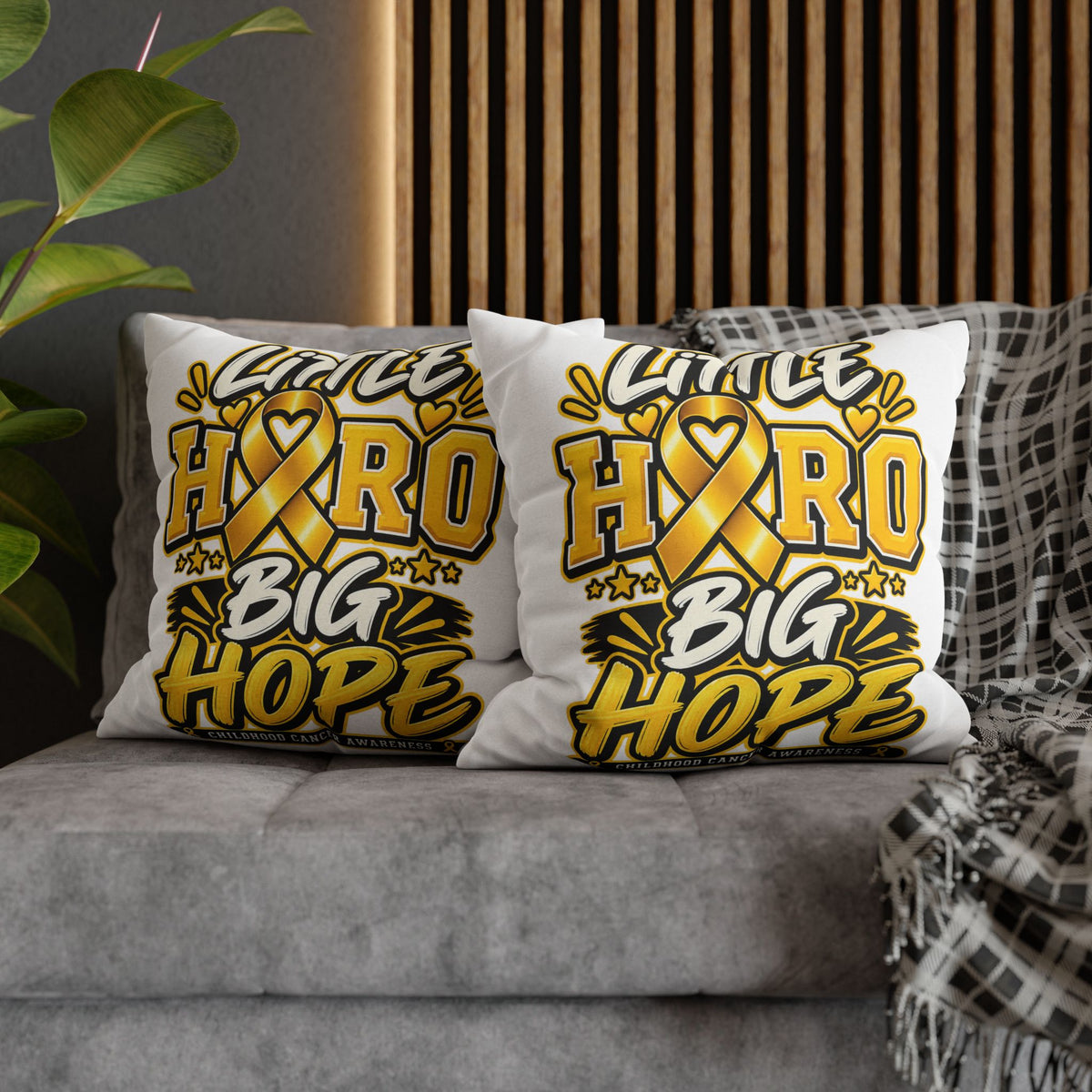 Pillowcase — "Little Hero Big Hope" Childhood Cancer Awareness Cushion Cover