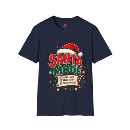 Santa Mode T-Shirt — Holiday Christmas Graphic Tee with Santa Hat
