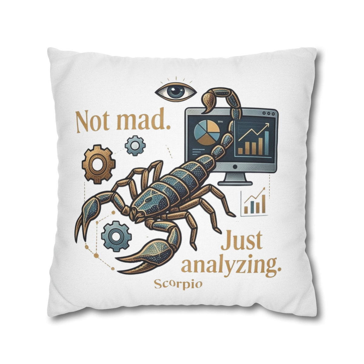 Scorpio Pillowcase - "Not Mad. Just Analyzing." Astrology Scorpion Decorative Pillow