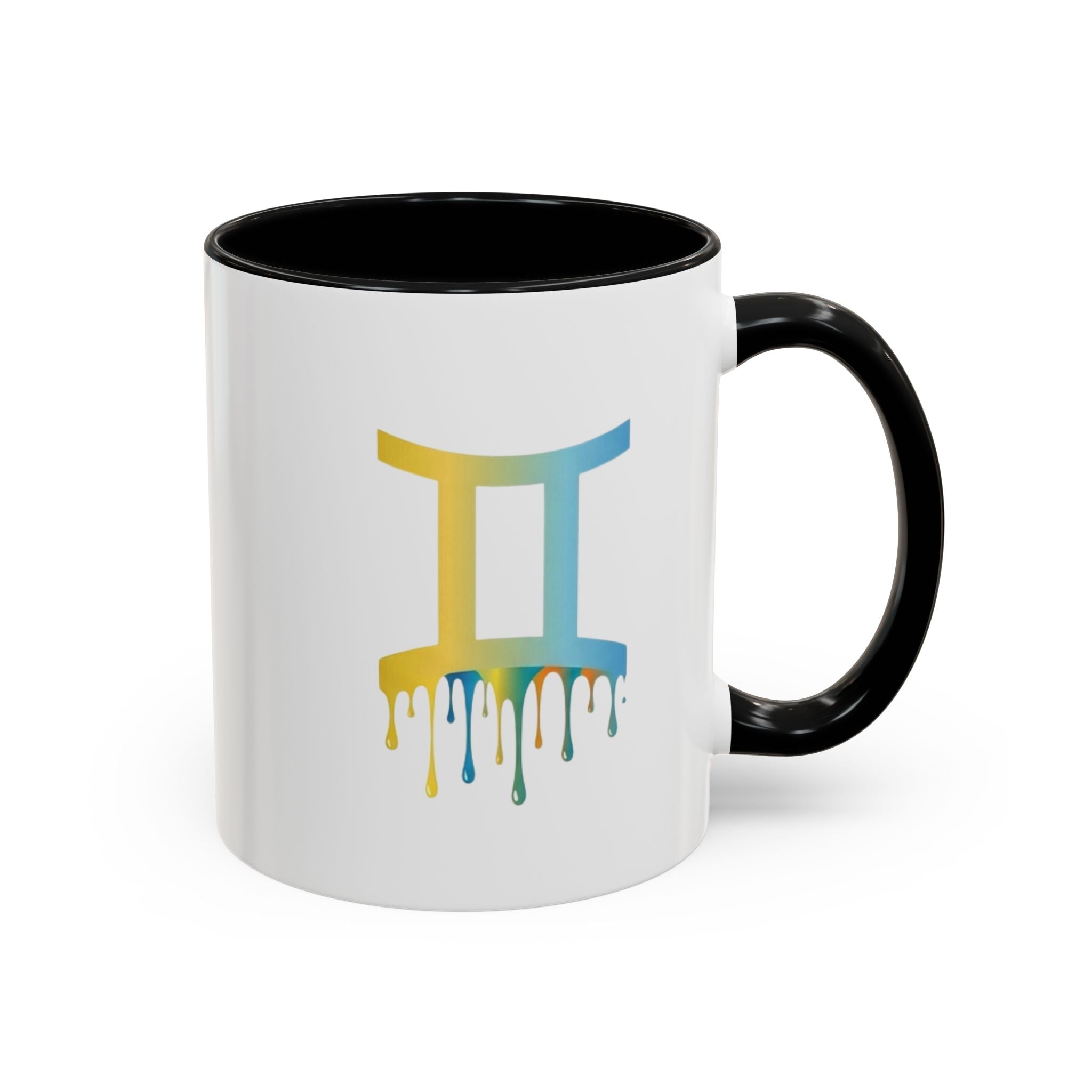 Gemini Zodiac Coffee Mug - Dripping Rainbow Gemini Symbol Accent Mug