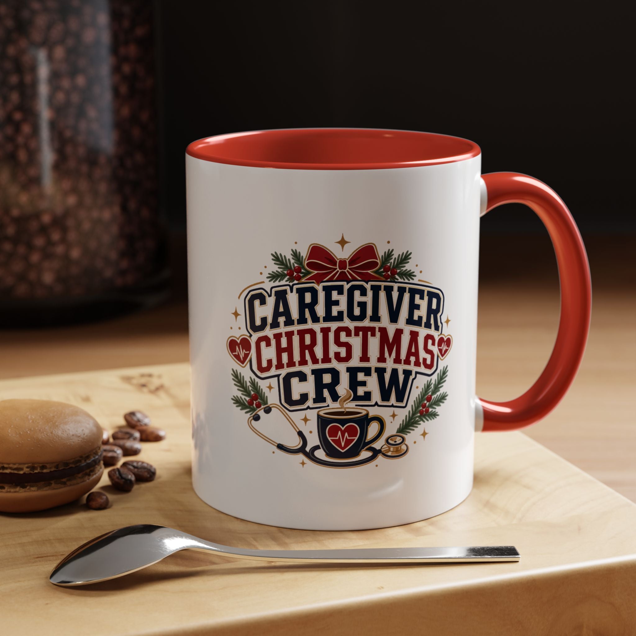 Modern Day Christmas Caregiver Christmas Crew Accent Coffee Mug – Holiday Nurse & Caregiver Gift (11/15oz)