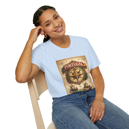 Portugal Compass T‑Shirt — Vintage Nautical Travel Tee