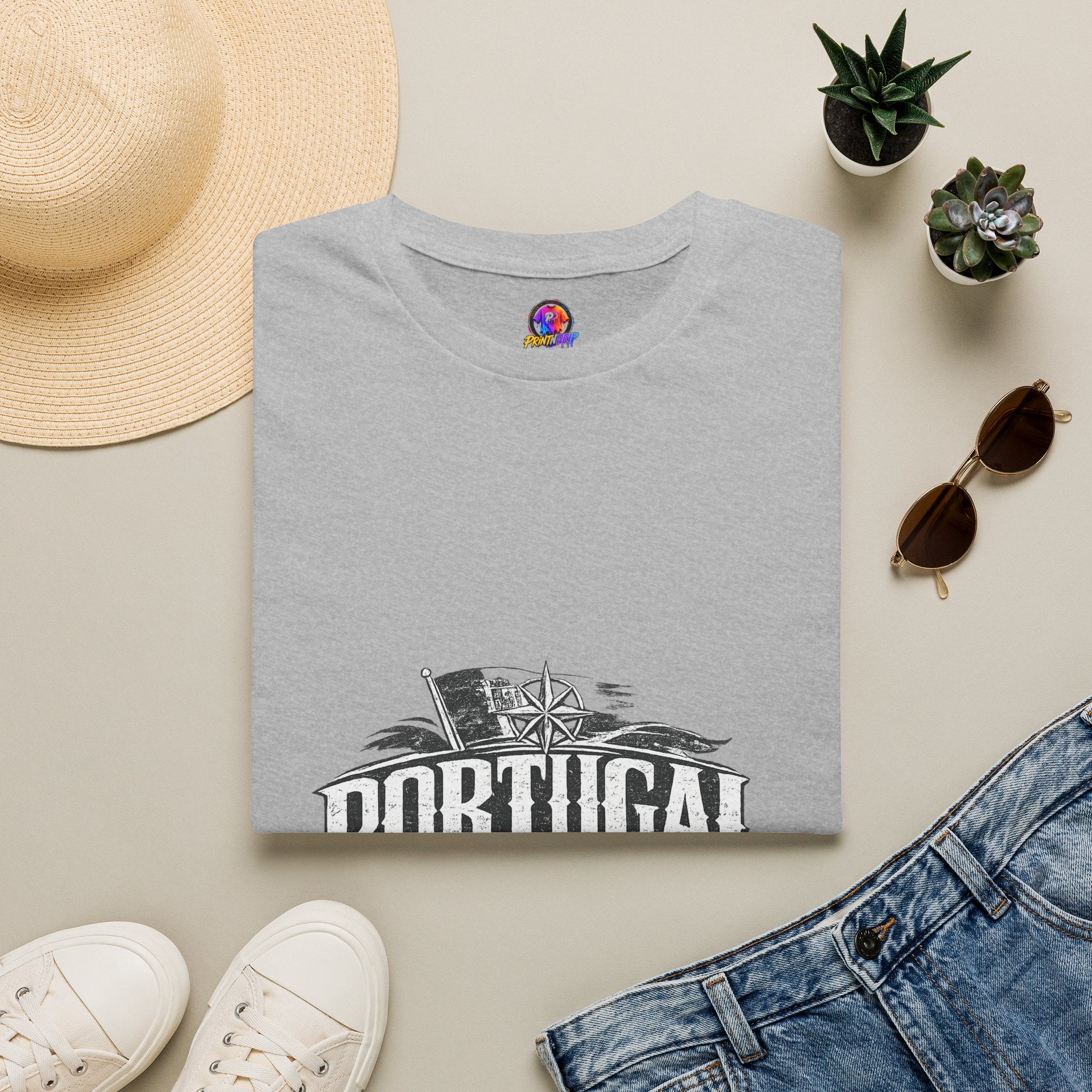Portugal Vintage Compass T-Shirt — Nautical Travel Souvenir