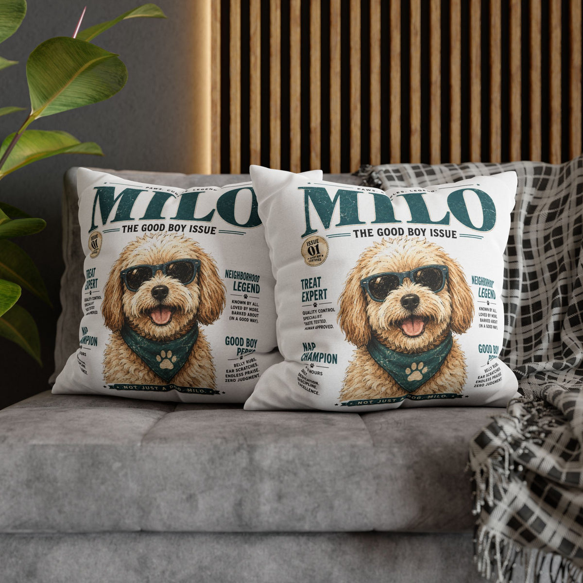 Milo 'The Good Boy Issue' Decorative Pillowcase Milo Bailey Dog Dad Mom