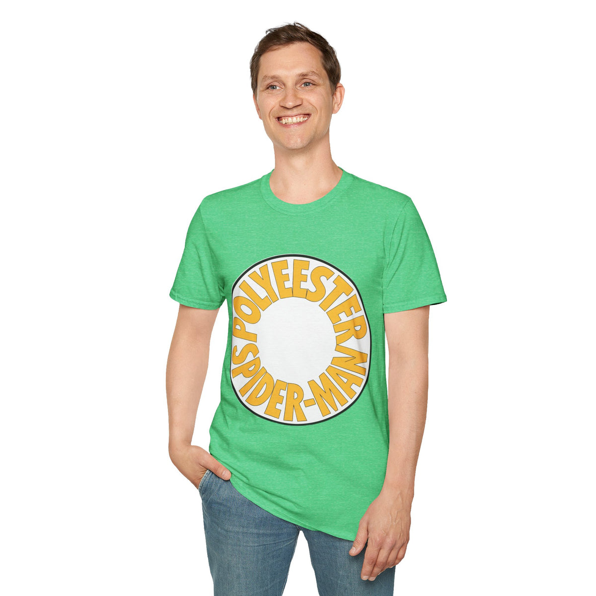 Polyester Spider-Man Retro Circular Tee - Funny Comic Pop Culture Graphic T-Shirt - Trending Now - September 2026
