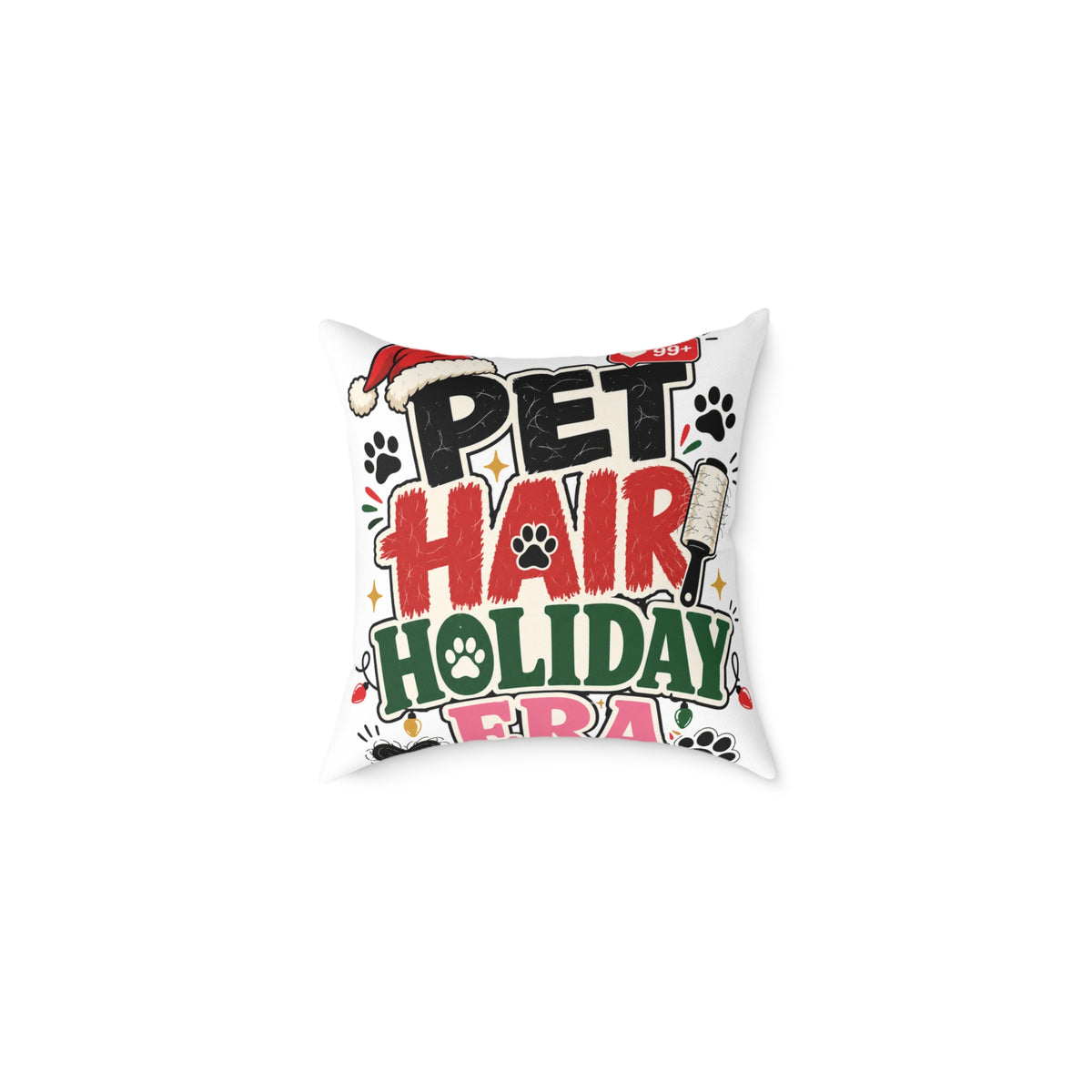 Modern Day Christmas Pet Hair Holiday Pillow