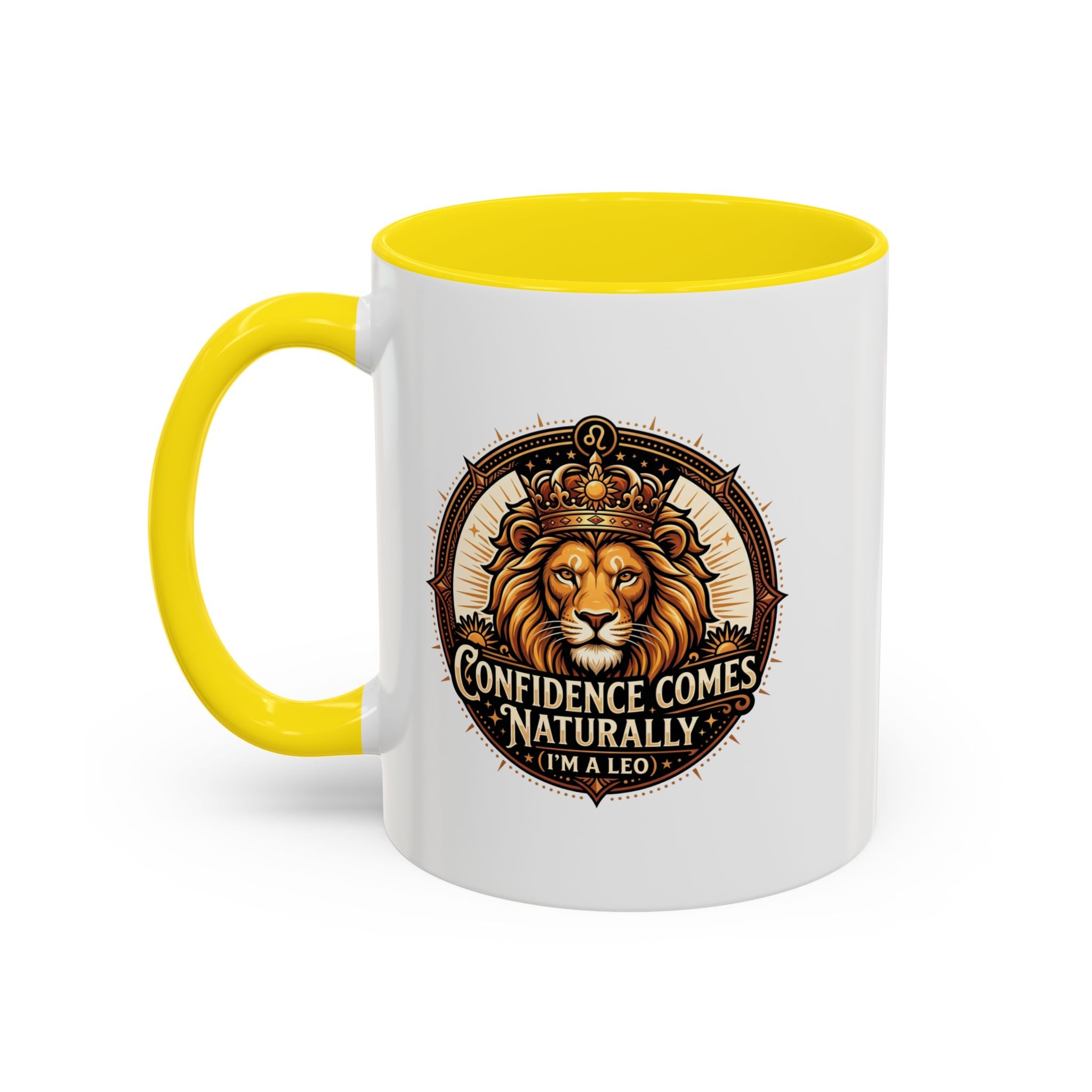 Lion Zodiac Coffee Mug - "Confidence Comes Naturally" Accent Mug (11/15oz)