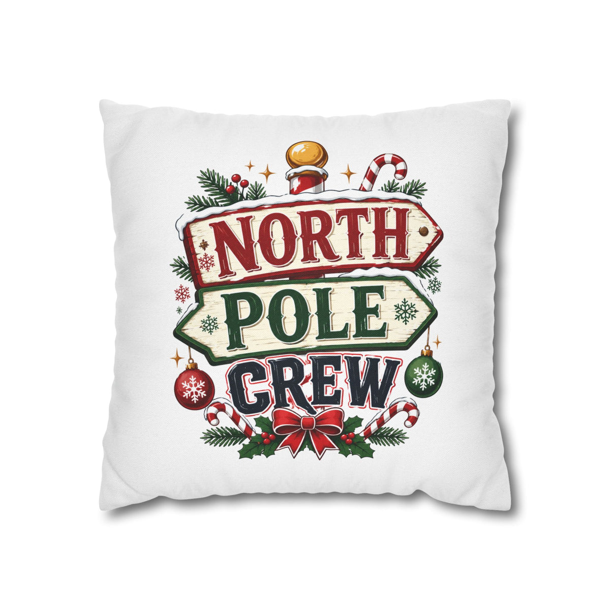 Christmas North Pole Crew Holiday Pillowcase — Christmas Decorative Throw Pillow