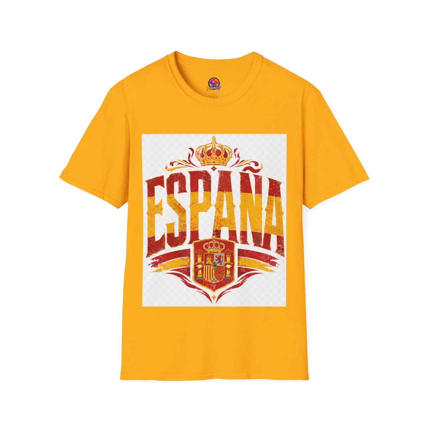 Spain Crown Graphic T-Shirt — Spanish Flag Vintage Crest Tee