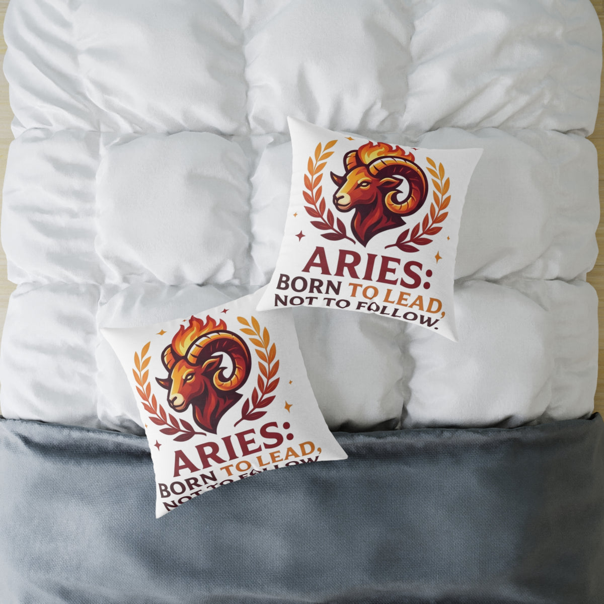 Aries Zodiac Pillow Born To Lead Not To Follow Square Poly Canvas Pillow