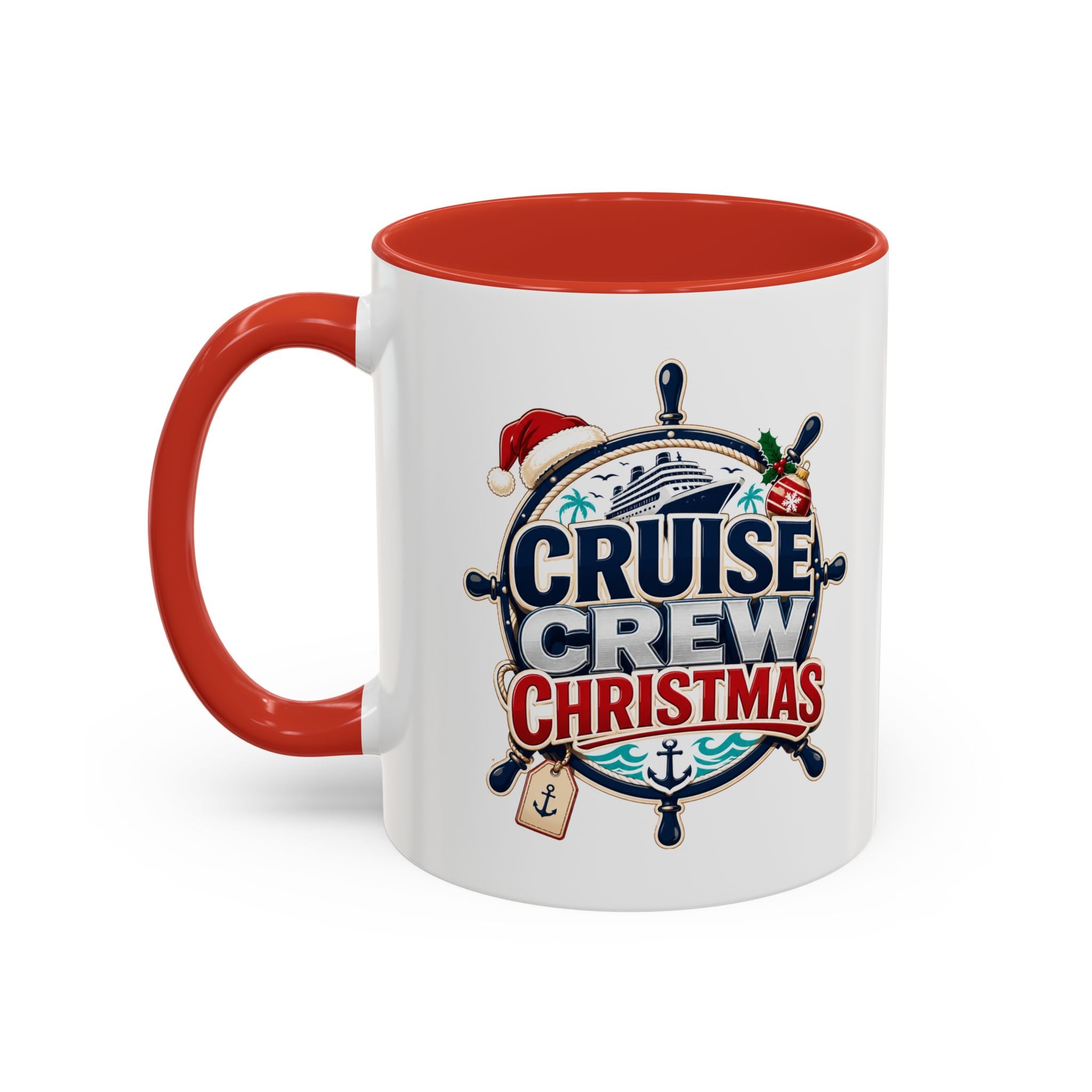 Modern Day Christmas  Cruise Crew Accent Coffee Mug - Holiday Nautical Travel Gift (11/15oz)